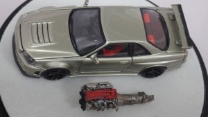 画像4: イグニッションモデル PGM ニッサン ニスモR34 GT-R Z-tune エンジンディスプレイモデル付き Rotating display Jade Green