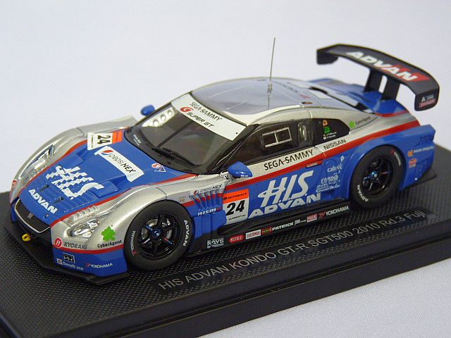 画像1: EBBRO  NISSAN  HIS ADVAN KONDO GT-R Rd.3 Fuji SGT500 '10 #24  SILVER/BLUE